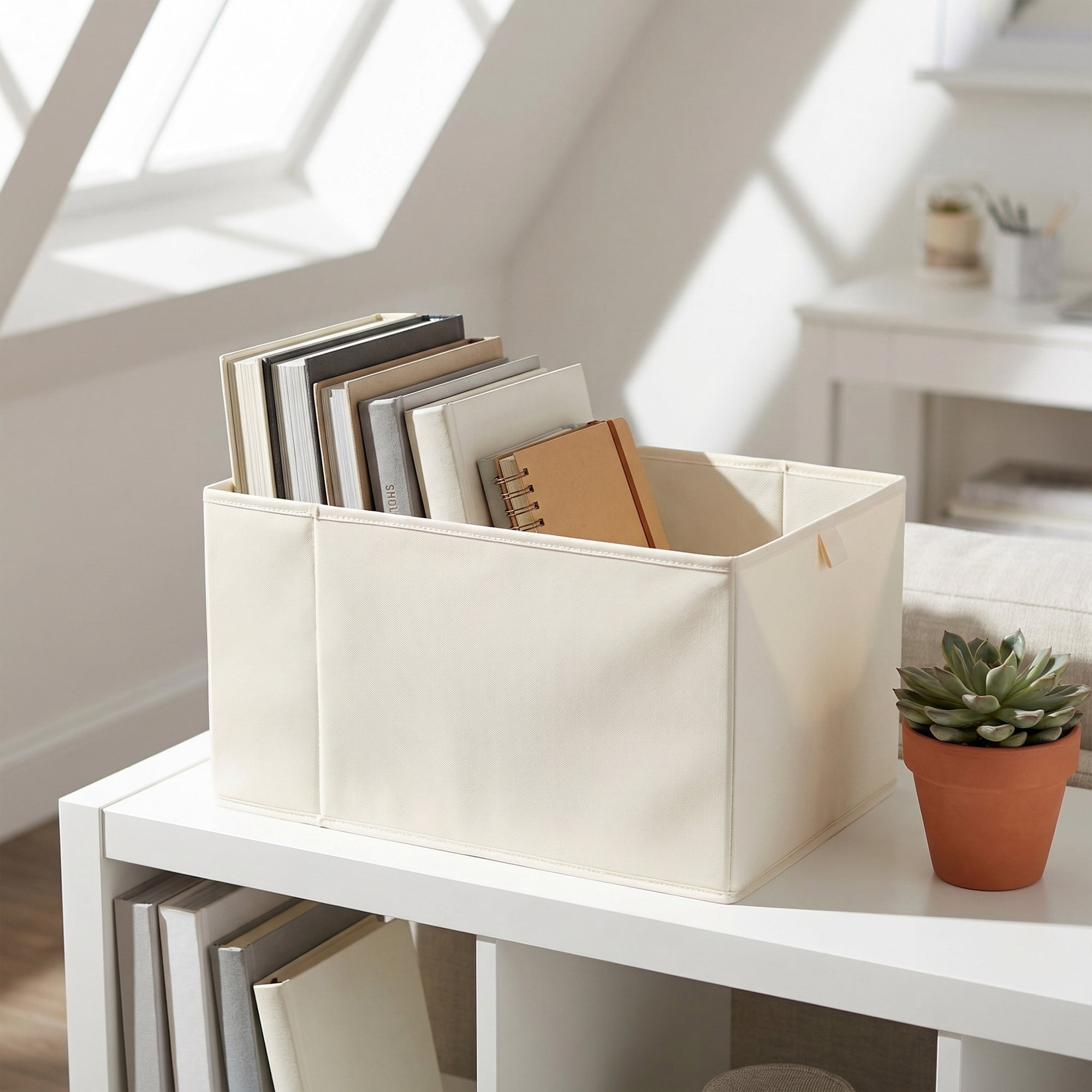 Unique Bargains 3pcs Storage Cube Fabric Storage Bin White 18.5*9.8*9.8in