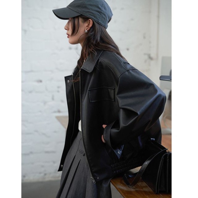 -chaqueta de cuero corta Vintage para mujer, ropa de calle de moda coreana Y2k, chaquetas de carreras de PU con cremallera, estética Harajuku de gran tamaño