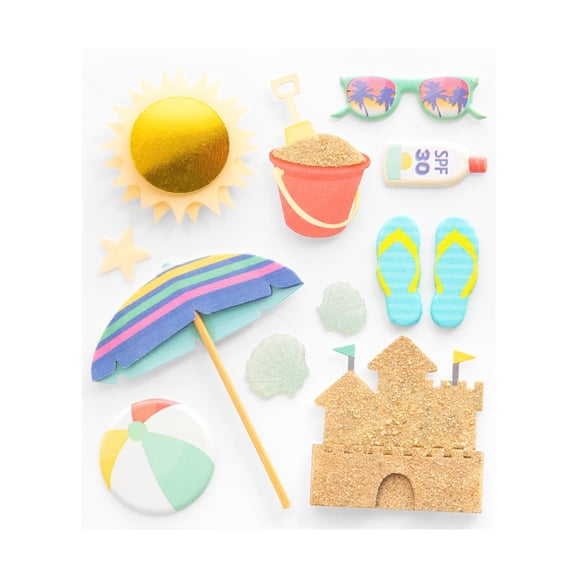 Recollections Sandcastle Puffy 3D Stickers, 12 Pack