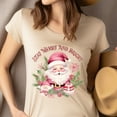 thumbnail image 4 of Stay Merry and Bright T-Shirt | Vintage Santa Holiday Graphic Tee, White, Size S, 4 of 6