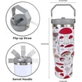 thumbnail image 3 of 30oz Mushroom Tumbler Insulated Stainless Steel Flip Straw & Handle Gifts for Women Who Love Mushrooms Unique Coffee Mug, 3 of 6