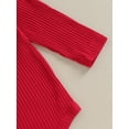 thumbnail image 6 of Baby Girls Fall Winter Outfits Ribbed Long Sleeve Romper Bodysuit Plaid Pleated Skirt Set 3Pcs Christmas Clothes 0-18M, 6 of 8