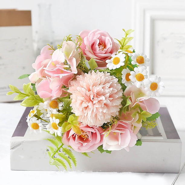 Ramo de peonías de seda artificial flores falsas ramo de novia y decoración para el hogar