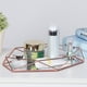 thumbnail image 3 of Bandeja organizadora de almacenamiento de joyas y cosméticos de metal dorado con espejo sexangular para baño, 3 of 9