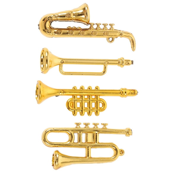 KAKOWELY 4 miniinstrumentos musicales de plástico para casa de muñecas, modelo de instrumento, accesorios de fotografía