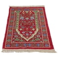 thumbnail image 3 of Muslim Prayer Rug Portable Exquisite Embroidered Floral Design Ethnic Worship MatRed, 3 of 8
