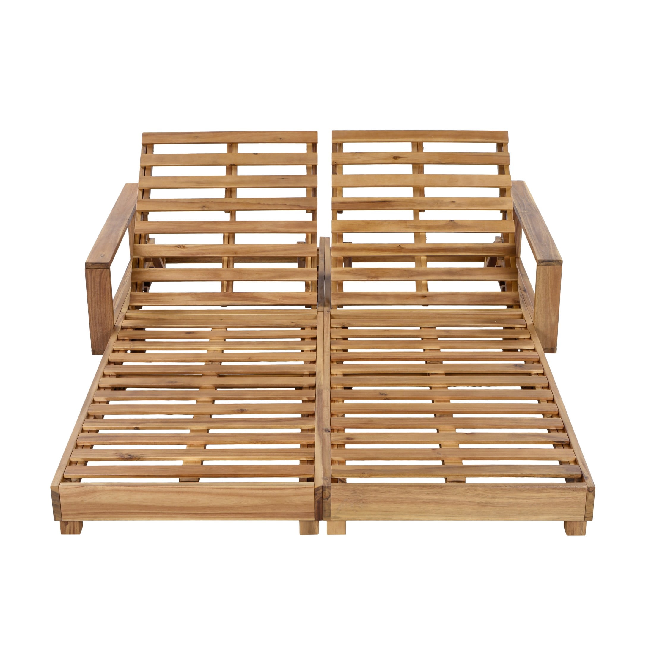 Christopher Knight Home Double Outdoor Chaise Lounge, Recliner with Adjustable Backrests, Light Natural