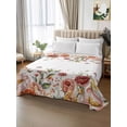 thumbnail image 2 of Pink Floral King Size Flat Sheet, Wrinkleproof & Fadeproof Cooling Flat Bed Sheet Only, Spring Pastoral Botanical Wildflowers Leaves Breathable Soft Bedding Top Sheets 105 x 98 Inches, 2 of 8