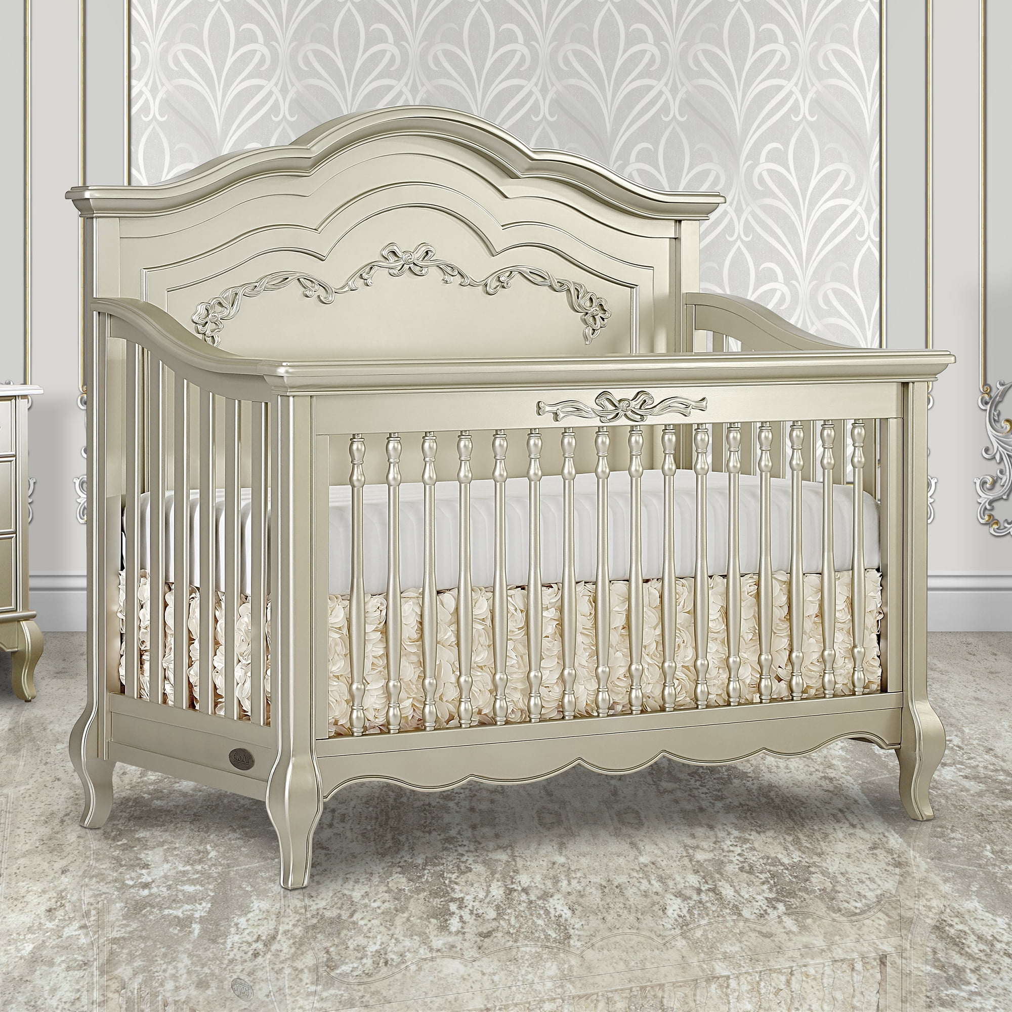 evolur Aurora 5 in 1 Convertible Crib Metallic Gold Dust Walmart