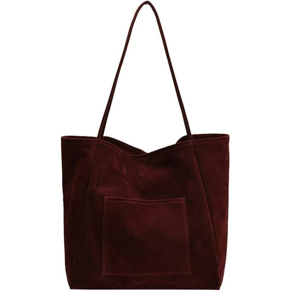 JUYGO Women's Retro Large Tote Bags Leather Slouchy Bag Hobo Handbag Suede Purse PU Bag Work Office Handbag