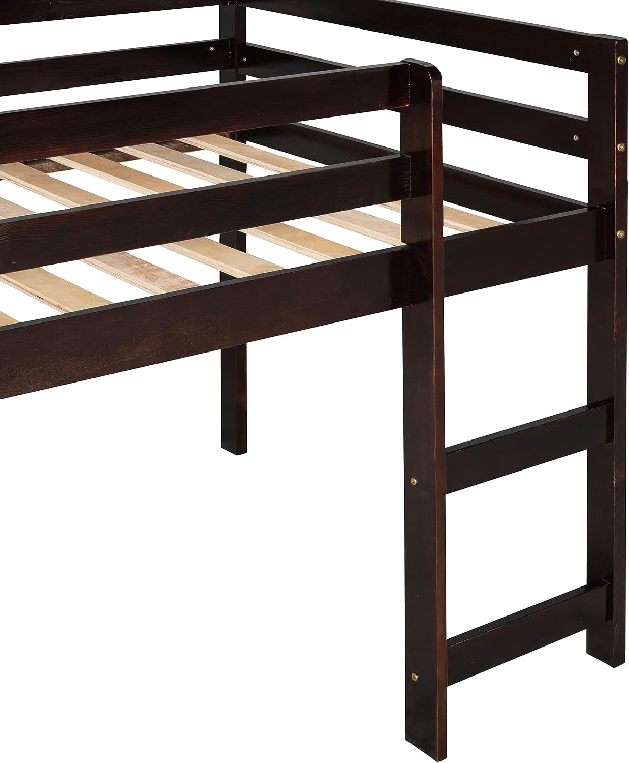 DEALTOPS 79.5'' Twin Size Junior Wood Loft Bed, Loft Bunk Bed Frame with Slide, Black
