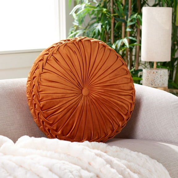 SAFAVIEH Leila Solid Pillow, 18" x 18", Orange