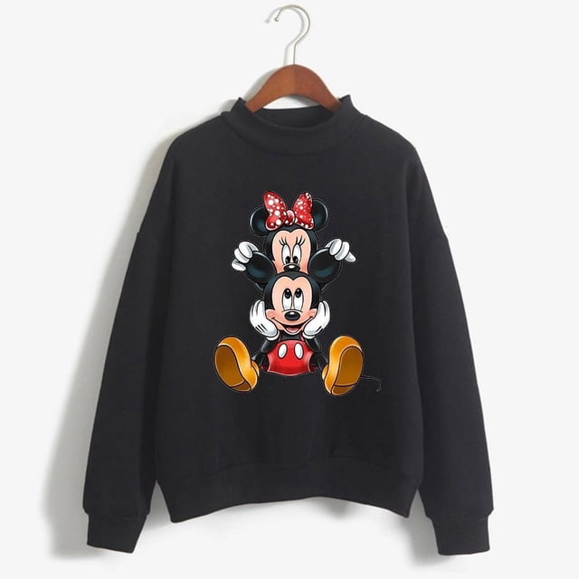 Sudaderas con capucha navideñas de cuello alto, sudadera de dibujos animados Kawaii de Minnie, Sudadera con capucha de Mickey Mouse de Disney, ropa para niña, sudaderas superiores