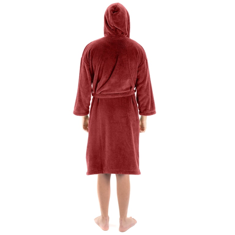 BC BARE COTTON Kids Microfiber Fleece Hooded Robe - Girls - Red (cranberry)  - Small - Walmart.com
