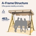 thumbnail image 4 of VIVOHOME 3-Seat Swing Glider Chair with Removable Cushion & Canopy, Steel Frame Stand, Beige, 4 of 10