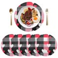 thumbnail image 3 of Ryvnso Heart on Checkered Grid Pattern Round Plate Mats Dining Table Placemat 1 Piece for Holiday Decoration, 3 of 7