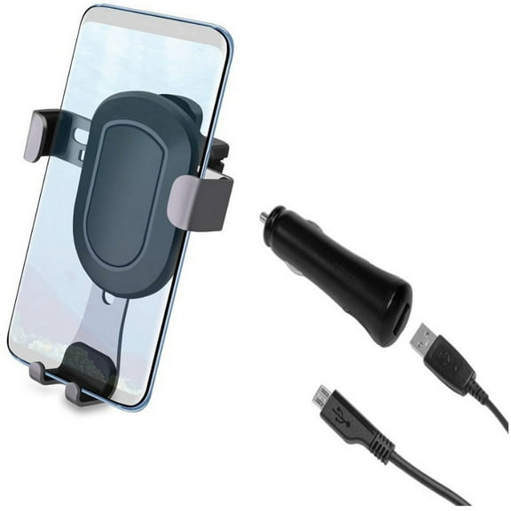 Cable USB Charger w Holder Air Vent Car Mount for Samsung Galaxy S7 Edge S6 Edge  Edge Active S5 Active, Note 5 4 3 Mega 2, J7 J5 J3 Emerge, Halo Amp 2 (2018) Refine Avant Alpha A6 A5