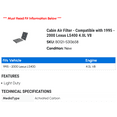 thumbnail image 2 of Cabin Air Filter - Compatible with 1995 - 2000 LS400 4.0L V8 1996 1997 1998 1999, 2 of 2