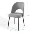 thumbnail image 5 of Side Dining Chair, Set of 2, Fabric, Metal Steel, Black Grey Gray, Modern Contemporary Urban Design, Kitchen Room Cafe Bistro Restaurant Hospitality, 5 of 8