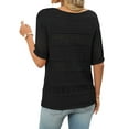 thumbnail image 3 of Womens Summer Tops Short Sleeve Crew Neck Knit Sweaters Black L, 3 of 7