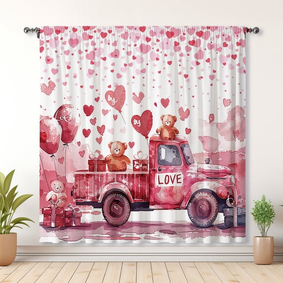 Valentine's Day Themed Curtains, Love Curtains, Blackout Curtains, Suitable For Room Bedroom Decoration, Christmas Gifts(Rod pocket)