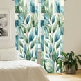 thumbnail image 2 of Ambesonne Leaf Print Curtains 2 Panel Set, Leaves in Mosaic Squares, Pair of - 28" x 95", Blue Green Off White, 2 of 4