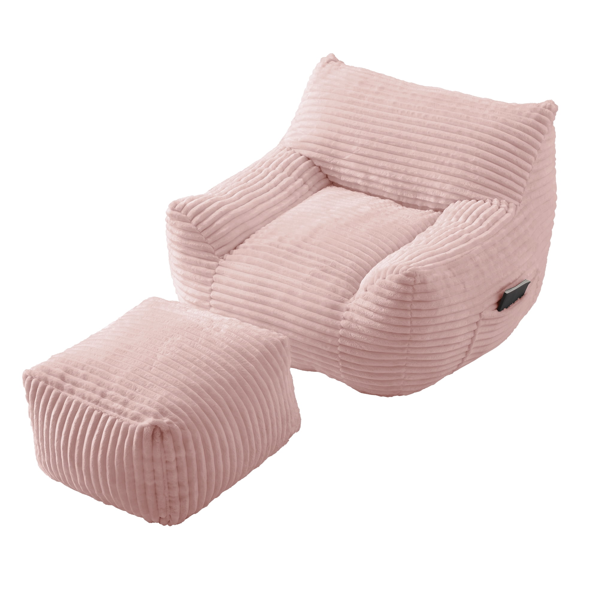 Oversized Adult Bean Bag Chair with Matching Ottoman, High Resilience Shredded Foam Ergonomic Lazy Sofa with Armrests for Gaming Reading, Ideal for Living Room Bedroom Dorm