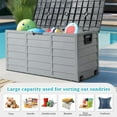 thumbnail image 2 of HLL Deck Storage Box, 75 Gallon Plastic Durable Storage Container Bin with Lid Store Patio Cushions and Yard Stools Outdoor Patio Garden Pool(Gray Body-Black Lid), 2 of 8