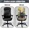 thumbnail image 4 of Xoenoiee Black Cat Colorful Flowers Print Office Chair Covers Stretchable Computer Gaming Chair Cover, Universal Desk Chair Covers Removable Rotating Chair Slipcover with Button, Large, 4 of 6