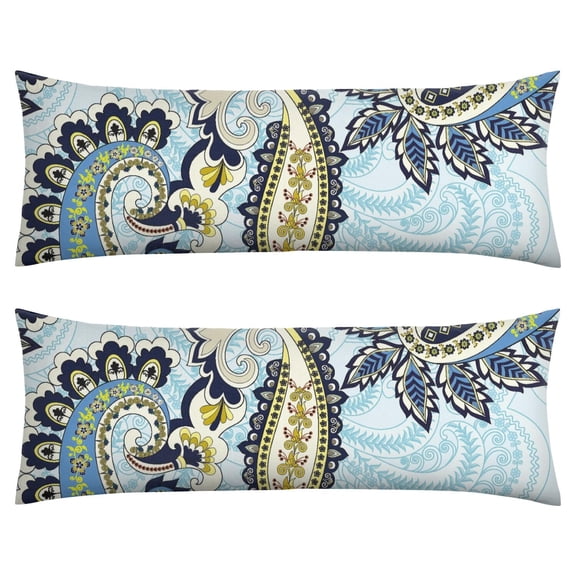 Vintage Paisley Pattern Body Pillow Cover 20x54 - Elegant Floral Boho Pillowcase with Zipper, Full-Length Support for Back & Hips, Stretchy & Durable Fabric