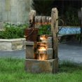 thumbnail image 2 of LuxenHome Cement Rustic Well and Planter Outdoor Fountain with LED Light, 2 of 9