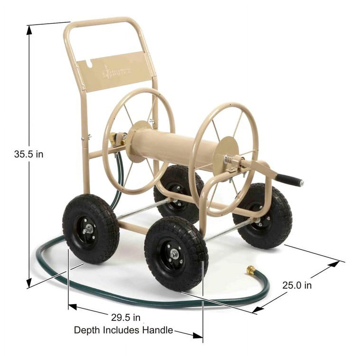 Liberty Garden 870 Industrial 4 Wheel 300 Foot Steel Frame Water Hose Reel Cart