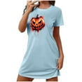 thumbnail image 3 of Pyjamas d'Halloween pour Femmes, Grande Taille, Robe de Nuit Courte avec Imprimé Poitrine et Col Rond, Tissu Polyester Doux pour un Sommeil Confortable Ou Tenue Décontractée, 3 of 3