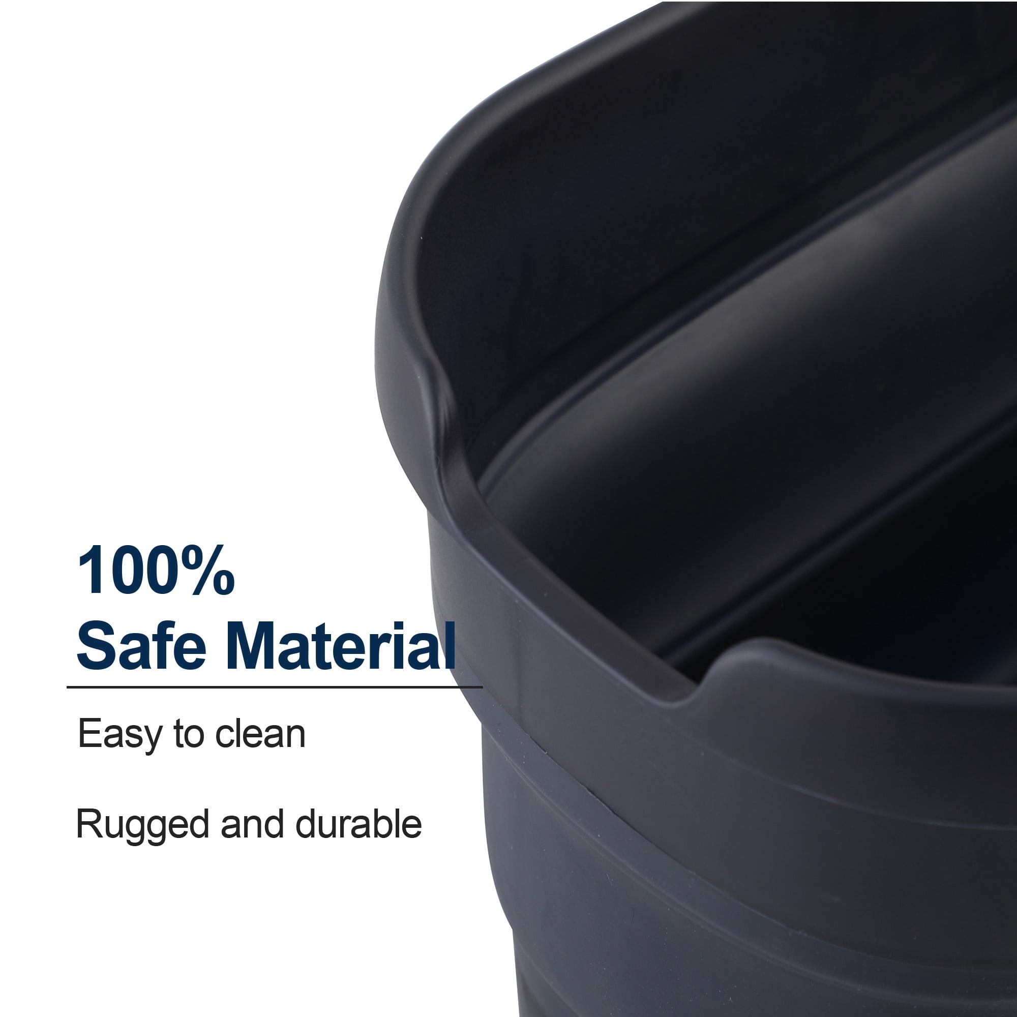 YOCADA Collapsible Plastic Bucket 10L (2.6Gal) for Sponge, for House Cleaning, Camping, and More - Space Saving Black