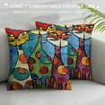 thumbnail image 3 of Patifu Turquoise Cat Pillows Cute Kitties Pillowcase Abstract Cat Sofa Cushion Cat Face on Pillow Teal Kitty Sofa Accent Pillows Cat Lover Gift Hand Embroidered Cushions | Wool Size  18x18in, 3 of 5