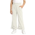 thumbnail image 3 of Rvasteizo Kids Pants Solid Bow Flare Side Pockets Elastic Waist Loose Comfy Full Length Casual Outer Pant for 1 to 15 Years, 3 of 5
