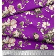 thumbnail image 3 of Soimoi Purple Moss Georgette Fabric Leaves & Rose Floral Print Fabric by the Yard 42 Inch Wide, 3 of 3