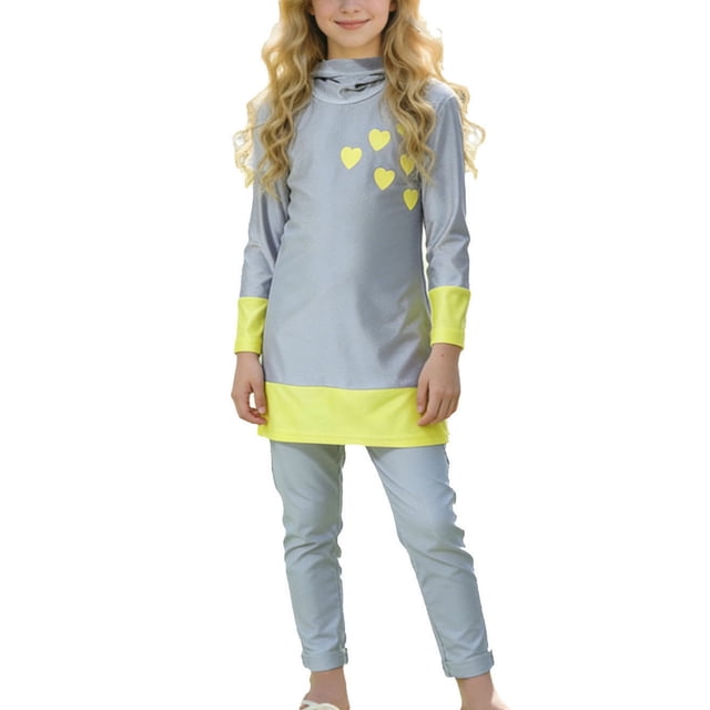 RXMEKW Hawaiian Print Long Sleeve Swimsuit Set For Kids Rash Guard Top And Swim Pants Two Piece