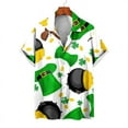 thumbnail image 3 of Camisas de playa de verano de Hawái 2024, camisa para hombre y mujer, camisa de pareja con solapa estampada de trébol de cuatro hojas, camisas florales verdes, 3 of 5