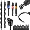thumbnail image 1 of 16Pcs Flexible Drill Bit Extension Hex Shank 105° Right Angle Drill Attachment 1/4 3/8 1/2" Hex Shank Impact Driver Socket Adapter Rotatable Socket Bit Holder Keychain Set for Fine Finish (D), 1 of 7