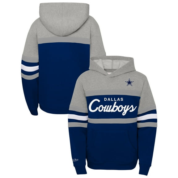 Youth Mitchell & Ness  Navy Dallas Cowboys Throwback Head Coach Pullover Hoodie