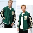 thumbnail image 5 of HISITOSA Mens Varsity College Jacket Baseball Bomber Jacket Vintage Sweatshirt Casual Unisex Streetwear Coats with Patch, 5 of 7