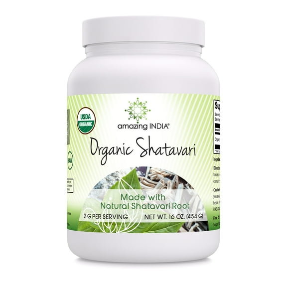 Amazing India USDA Certified Organic Shatavari Powder 16 oz Supplement