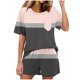 thumbnail image 1 of Conjunto de Pijama de las Mujeres de Moda Casual Color Sólido Manga Corta Cuello Redondo Top Y Pantalones, 1 of 6