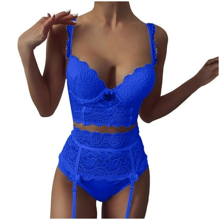 

Lingerie For Women Print Mesh Lace Four Pieces Set Sexy Underwear