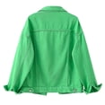 thumbnail image 4 of Women Spring And Autumn Coats Warm Solid Long Sleeve Denim Jacket Outerwear, 4 of 4