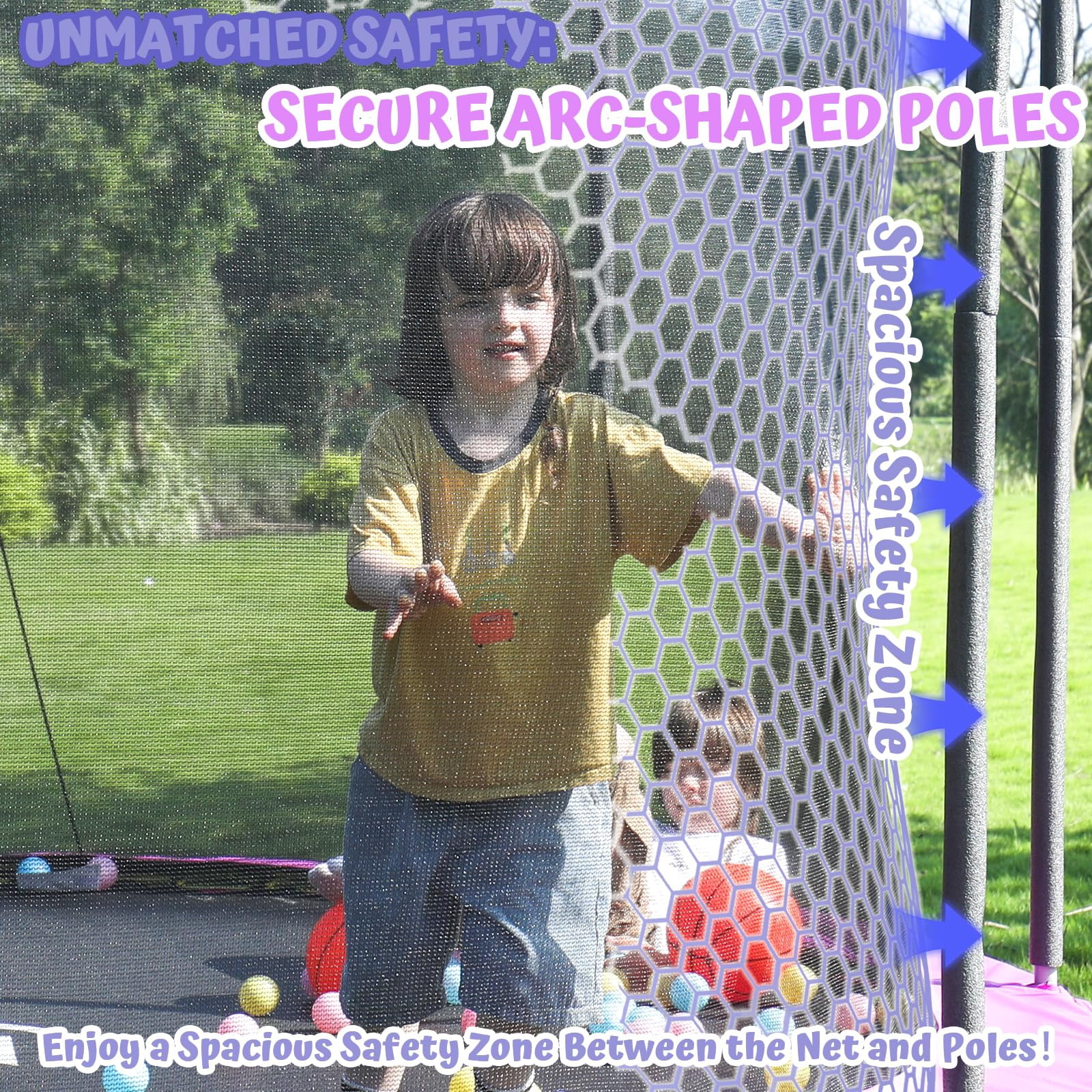 ACWARM HOME 2025 NewTrampoline 15FT Premium Purple Trampoline with Basketball Hoop and LED Lights Recreational Trampolines for Kids and Adults with Net and Ladder