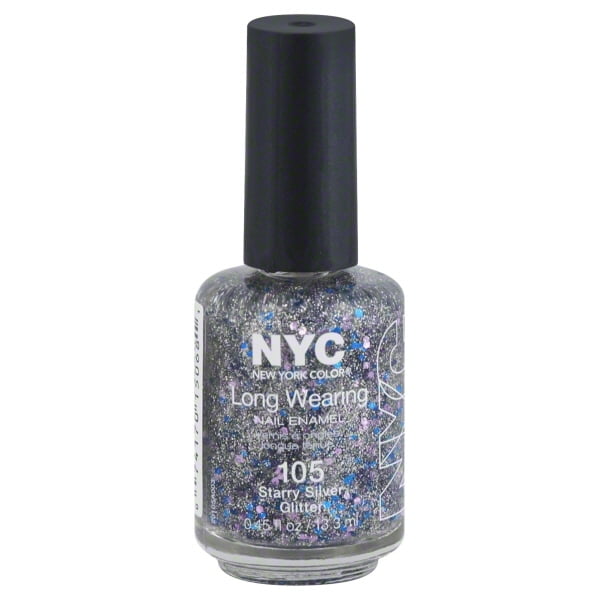 NYC New York Color Long-Wearing Nail Enamel, 105A Starry Silver Glitter, fl oz NYC New York Color Long-Wearing Nail Enamel, 105A Starry Silver Glitter, fl oz