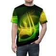 thumbnail image 5 of Love Music Green/Yellow Unisex Cut & Sew Tee (AOP), 5 of 7