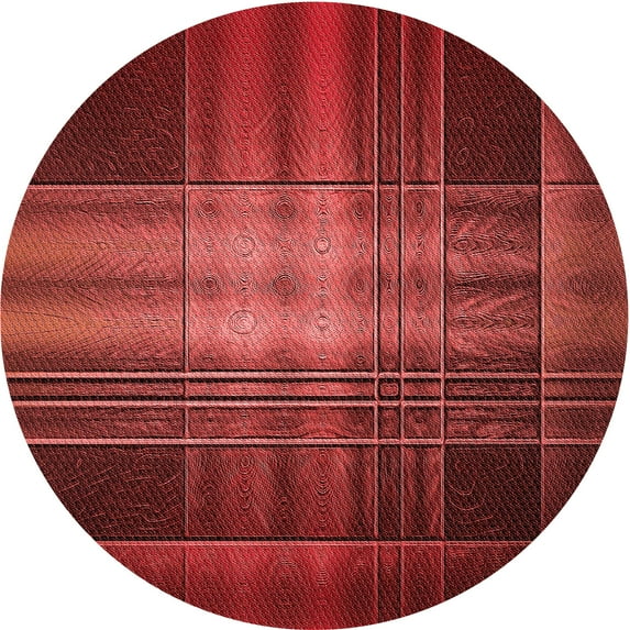 Ahgly Company Machine Washable Indoor Round Transitional Grapefruit Red Area Rugs, 6' Round